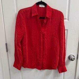 Frame 100% Silk Red Button-Up Shirt Size Small